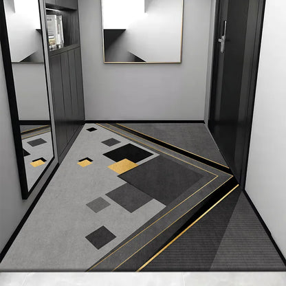 DecorBites™ Grey Crystal Velvet Entrance Rug - Luxe Absorbent, Anti-Slip, Easy-Clean Living Room Carpet