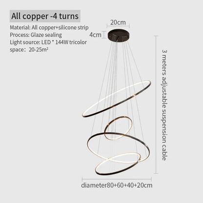 ثريا نحاسية دائرية من DecorBites™: فخامة عصرية بسيطة لغرفة المعيشة، المطعم، درج الفيلا