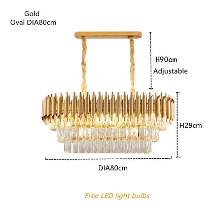 DecorBites™ Gold Crystal LED Pendant Light: Modern Luxury Suspension Lamp for Living Room & Restaurant