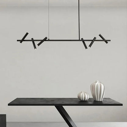 DecorBites™ Black LED Spot Chandelier: Modern Minimalist Rotatable Hanging Lamp for Home Decor