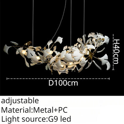 DecorBites™ Leaf Branch Ceramic Chandelier | Modern Golden Lighting Fixture for Living Room