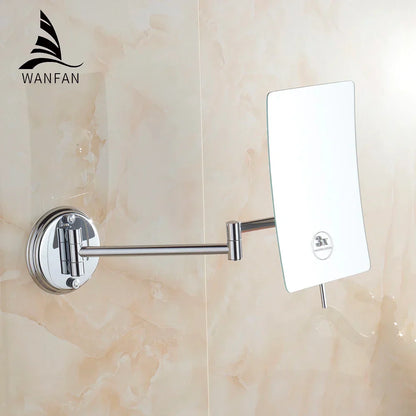 مرآة مكياج حائطية مُكبّرة 3 مرات للحمام مع ذراع قابلة للطي من DecorBites™ - Lady Square