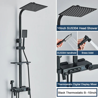 DecorBites™ Digital Display Shower System with Thermostatic Control and Tub Spout
