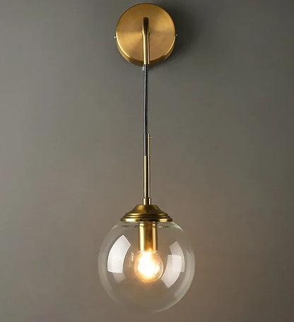 DecorBites™ Golden Round Glass Wall Sconce: Modern Nordic Lighting Fixture for Home Decor