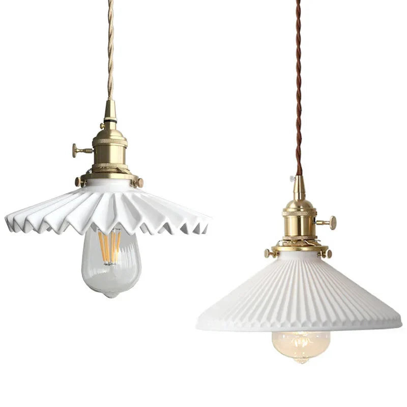 DecorBites™ Japanese Ceramic Brass Bedside Chandelier for Bedroom Bay Window Bar Lighting