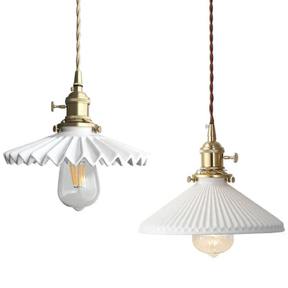 DecorBites™ Japanese Ceramic Brass Bedside Chandelier for Bedroom Bay Window Bar Lighting