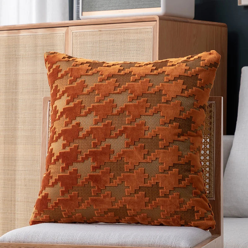 DecorBites™ Houndstooth Luxury Pillow Cover 45x45cm - High-end Decorative Sofa Cushion Case