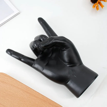 DecorBites™ Gold Rock Hand Gesture Sculpture Figurine for Chic Home Decor