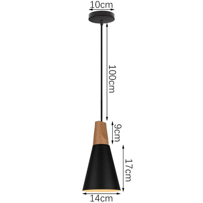 Black Wood Industrial Pendant Light