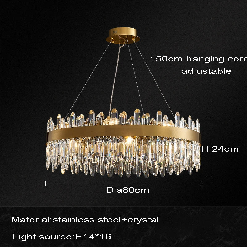 DecorBites™ Crystal Chandelier LED Dining Room Light Gold Lustres