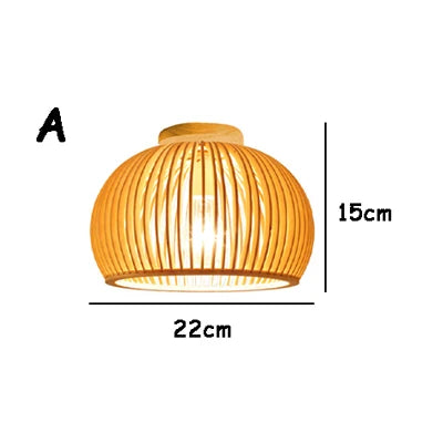 DecorBites™ Bamboo Birdcage Ceiling Light: Handwoven Nordic Wood Art Fixture