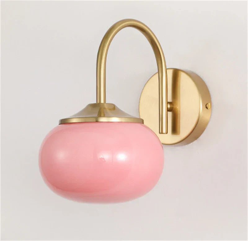 DecorBites™ Glass Ball Wall Lamp: Modern Pink & White Stylish Lighting Fixture for Living Room