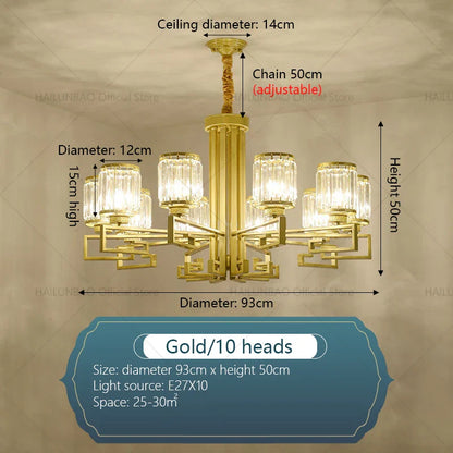 DecorBites™ Crystal Chandelier: Modern Luxury Main Light for Livingroom, Hall, and Restaurant