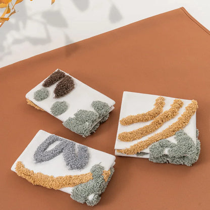 DecorBites™ Leaf Embroidered Boho Tufted Cotton Canvas Cushion Cover for Sofa Living Room