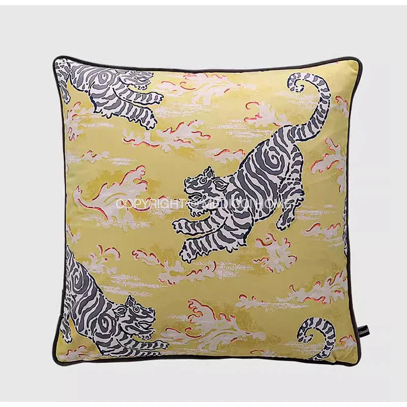DecorBites™ Coral Lynx Velvet Cushion Cover: Luxury Mystical Animal Theme for Sofa