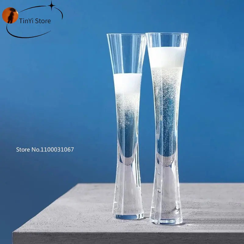 DecorBites™ Glitter Flutes Clear Bubble Wine Glasses for Bar Party Wedding Cocktail