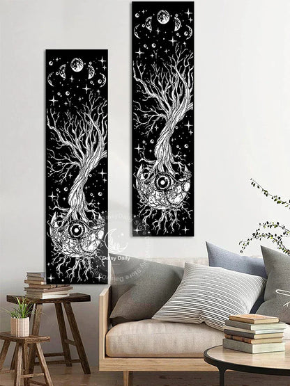 Decobites Moon Phase Galaxy Mystic Eyes Star Tapestry for Bedroom