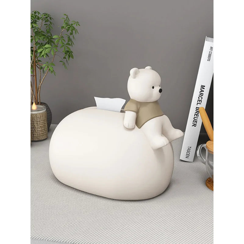 DecorBites™ Bear Statues Tissue Box Table Decor for Home Living Room, Creative Nordic Figurines