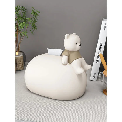 DecorBites™ Bear Statues Tissue Box Table Decor for Home Living Room, Creative Nordic Figurines