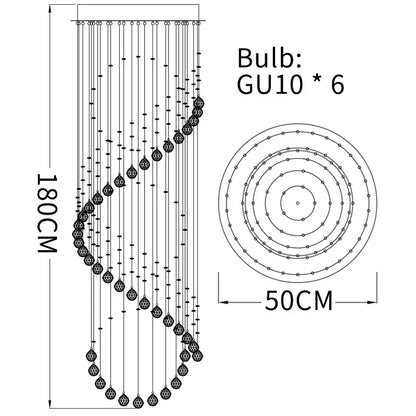 DecorBites™ Crystal Chandelier: Modern LED Staircase Light for Living Room and Lobby
