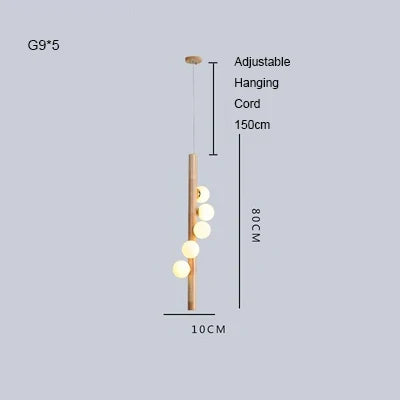 DecorBites™ Burly Wood Walnut Glass Pendant Light for Living Room Bar Foyer