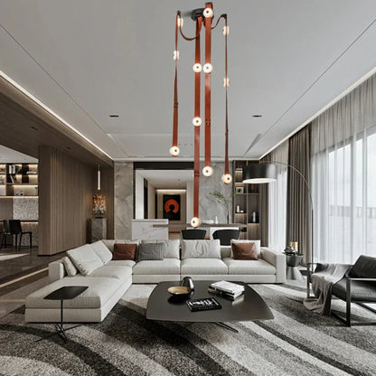 DecorBites™ Designer Belt Marble Pendant Lights: Luxury Dimmable Fixture for Villa Duplex