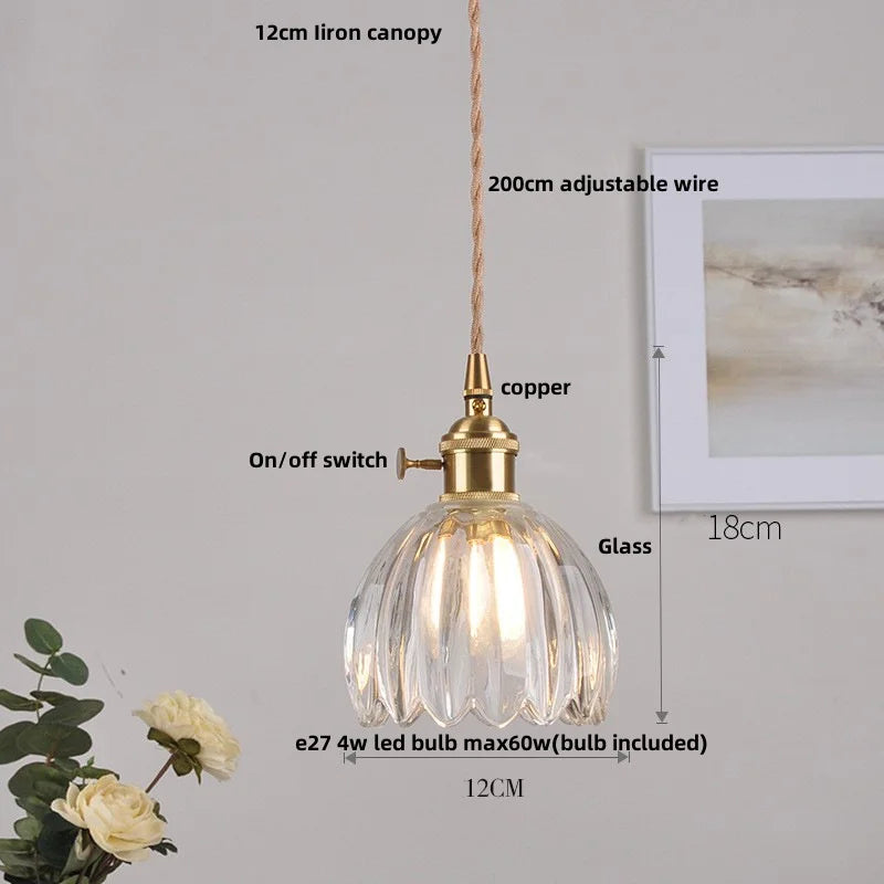 DecorBites™ Amber Glass LED Pendant Light - Modern Copper Hanging Fixture