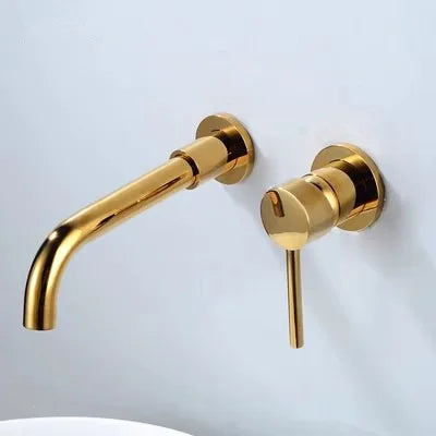 DecorBites™ Brushed Gold In-Wall Black Basin Faucet Set for Bathroom Sink Mixer Tap