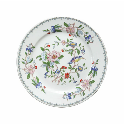 DecorBites™ Chinoiserie Floral Birds Dinner Plate 8" - Oriental Art Salad Dessert Plate