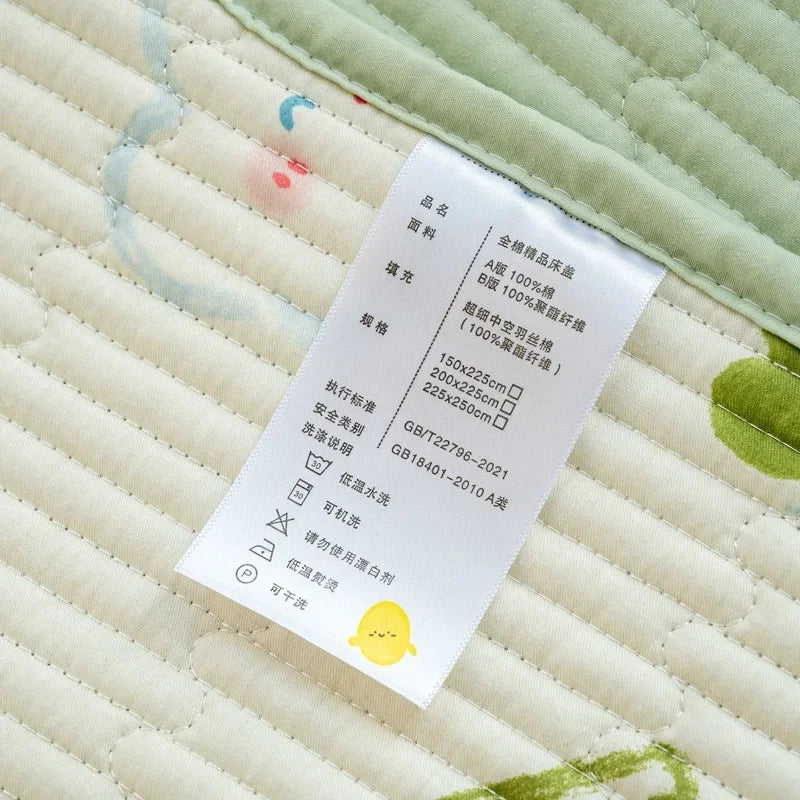 DecorBites™ Cartoon Pattern Cotton Single Mattress Mat: Summer Comfort & Non-Slip Performance