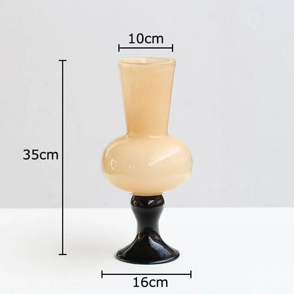 DecorBites™ Goblet Glass Vase for Desk Decoration with Artificial Flowers