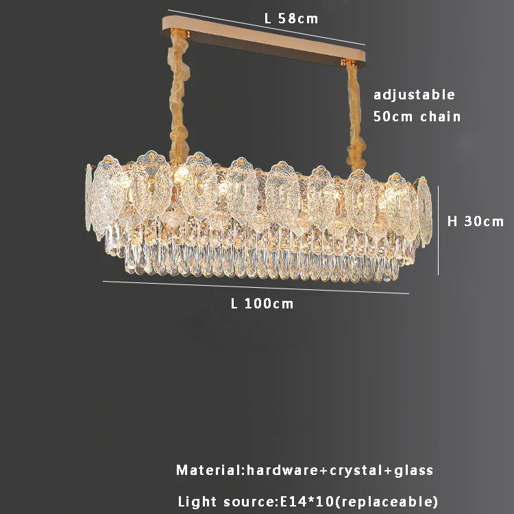 Lámpara de mesa de comedor de cristal dorado Decorbites™ | Luces de colgante de cristal redondo moderno