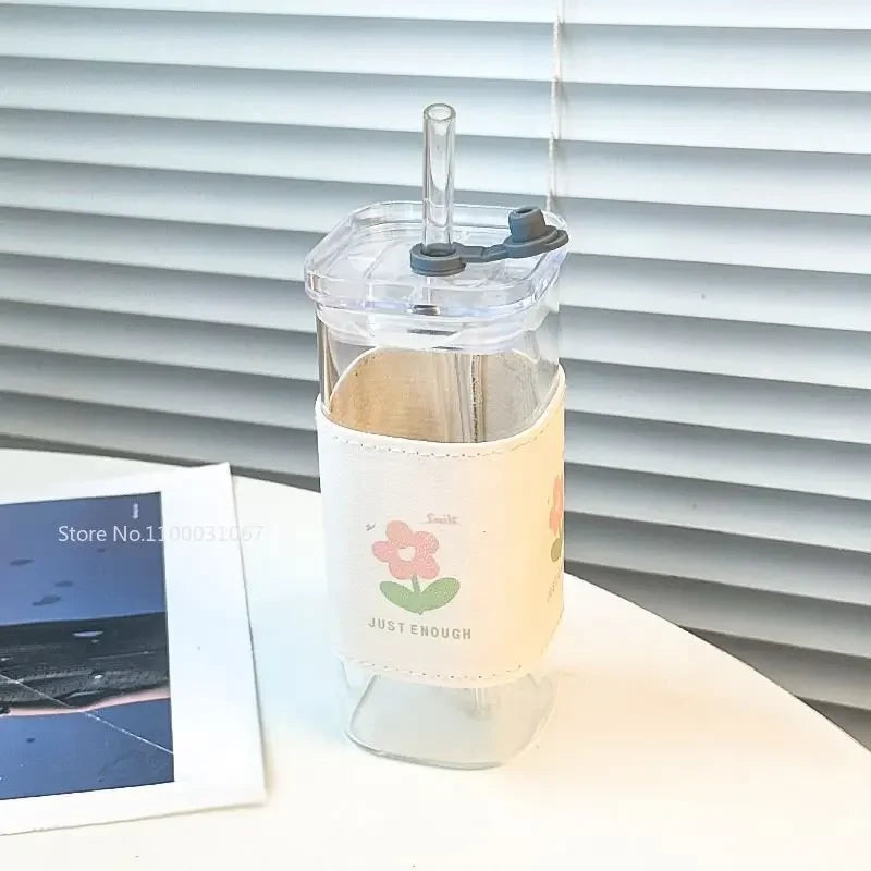 Glass Lid Straw Cup