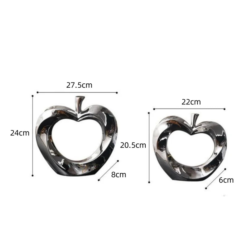 DecorBites™ Golden Apple Sculpture: Ceramic Cut-out Artificial Fruit for Fortunate Home Decor