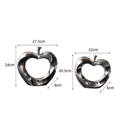 DecorBites™ Golden Apple Sculpture: Ceramic Cut-out Artificial Fruit for Fortunate Home Decor