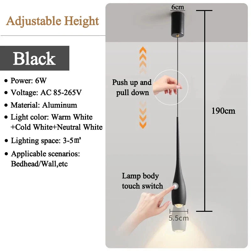Minimalist Adjustable Touch-Dimming Pendant Light