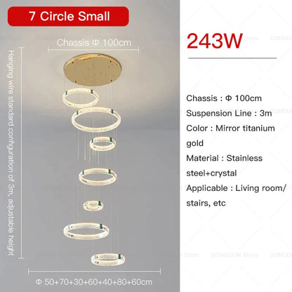 DecorBites™ Duplex Crystal Chandelier for Modern Living Room & Empty Stairwell Building