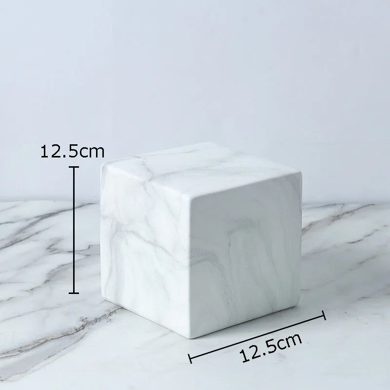 DecorBites™ Cube Round Statue Decor Ceramic Ornament Sculpture Artwork for Desk & Room
