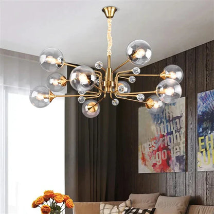 DecorBites™ Glass Bubble Chandelier: Luxury LED Glass Ball Suspension Lamp for Living Room, Bedroom, and Shop