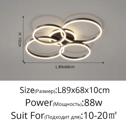 DecorBites™ LED Chandelier: Modern Living Study Bedroom Lamps, Round Rings Foyer Chandeliers Luminaire