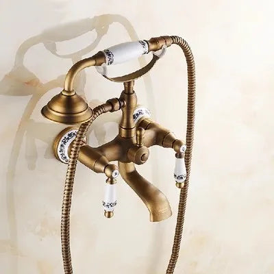 DecorBites™ Brass Bathtub Shower Set Wall Mounted - Hot and Cold Mixer Taps