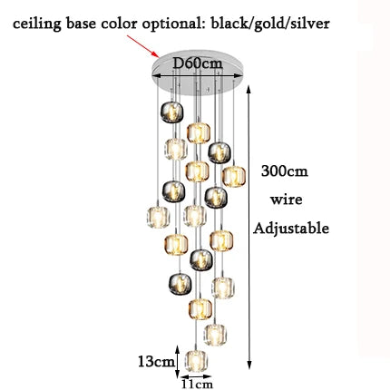 Lámpara de araña LED de cristal DecorBites™: Iluminación elegante para el hogar, ideal para la sala de estar, la escalera y más.