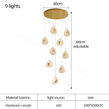 DecorBites™ Golden Acrylic LED Chandeliers for Living Room, Large & Creative Design Villa Lighting