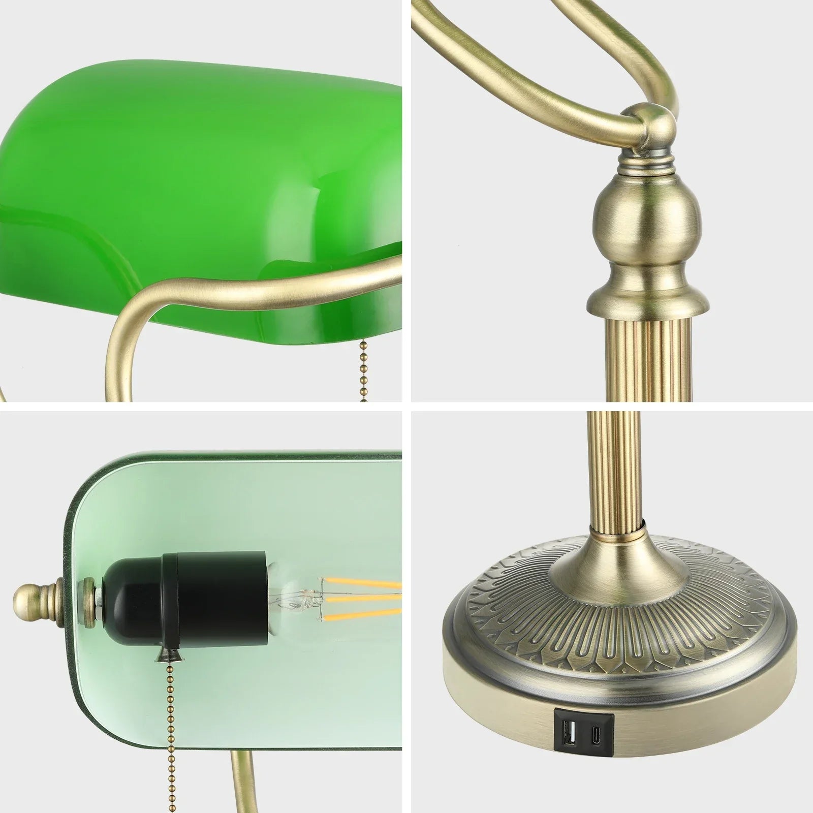 Green Glass Bankers Lamp