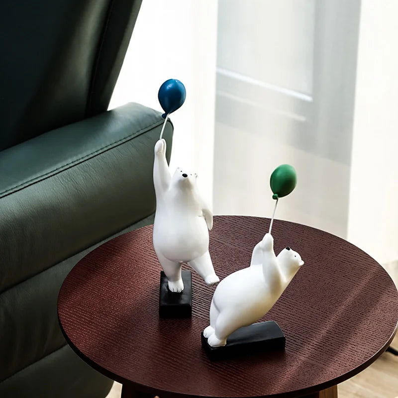 DecorBites™ Flying Bear Balloon Figurines: Modern Home Wall Decoration & Gift