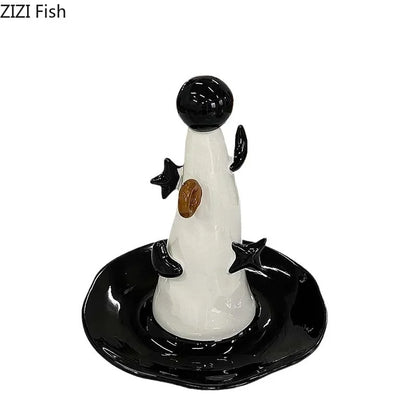 "DecorBites™ Soporte de exhibición de joyas con forma de sombrero de mago, estantes decorativos, soporte para pendientes y collares"