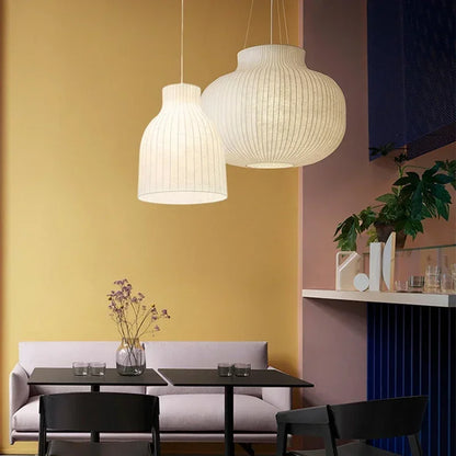 DecorBites™ Japanese Nordic Design LED Silk Pendant Lights for Living Room and Restaurant