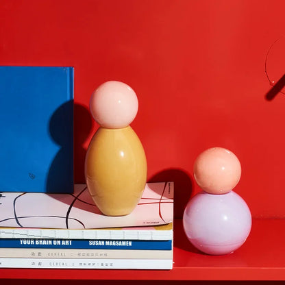 مزهرية زجاجية على شكل كرة هندسية من DecorBites™ مع غطاء، وحاوية تخزين مكتبية