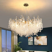 Gold Glass Pendant Chandelier Round L160cm