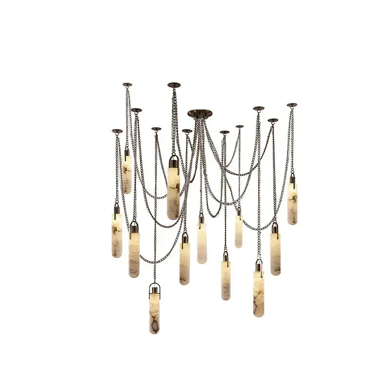 Chandelier LED de Cromo Dorado Decorbites™ para Comedor - Diseño de Mármol 2025